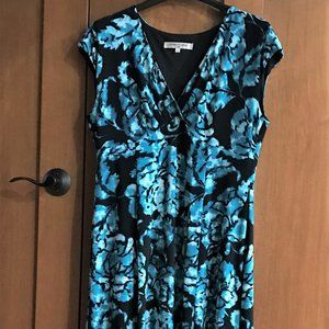 Evan Picone Lovely Aqua/Black Stretch Sz 12  Dress